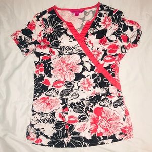 Flowered Scrub Top